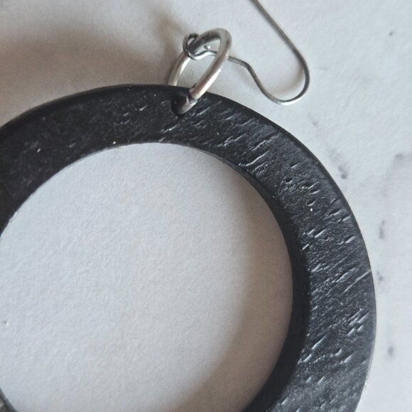 Vintage Runway Solid Wood Oversize Circle Earrings - Picture 3 of 4